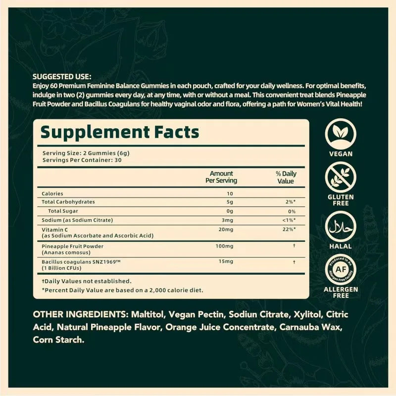 1 pack of female balanced gummies supplement nutrition improve immunity promote digestion absorption relieve fatigue