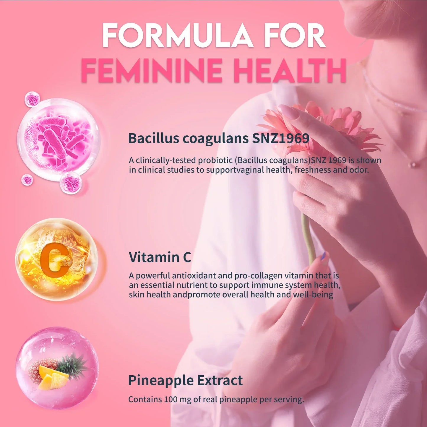 Premium Feminine Balance Gummies 30 Servings Help Regulate Physiological Balance And Enhances Immunity Rich In Multiple Vitamins