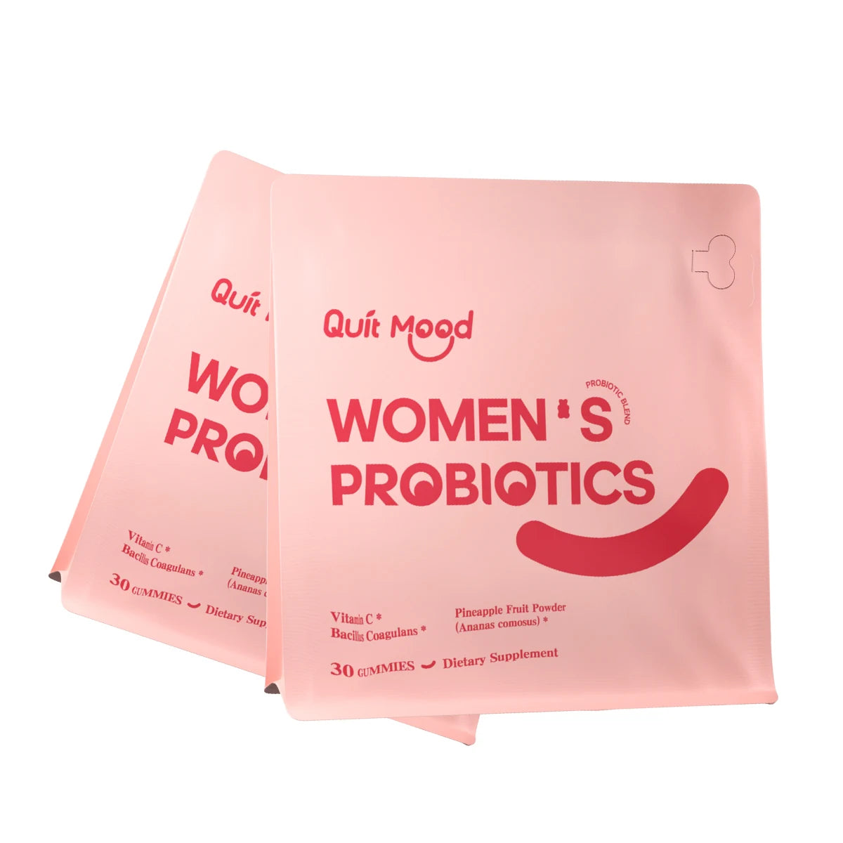 Quitmood Feminine Balance Gummies - Hawaiian Pineapple - Women's Probiotics-ph Balance- 30 Gummies, individual package vitamin C